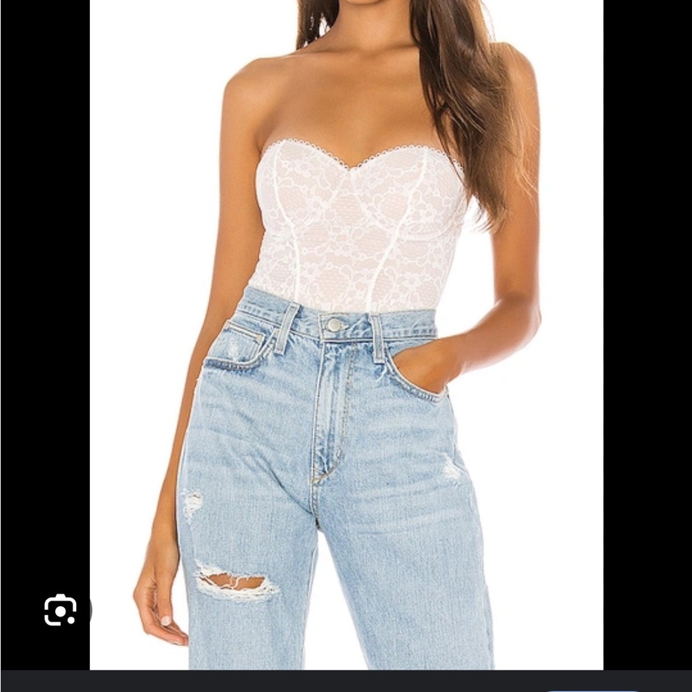 Thistle and Spire Cream Sleeveless Bustier Bodysuit